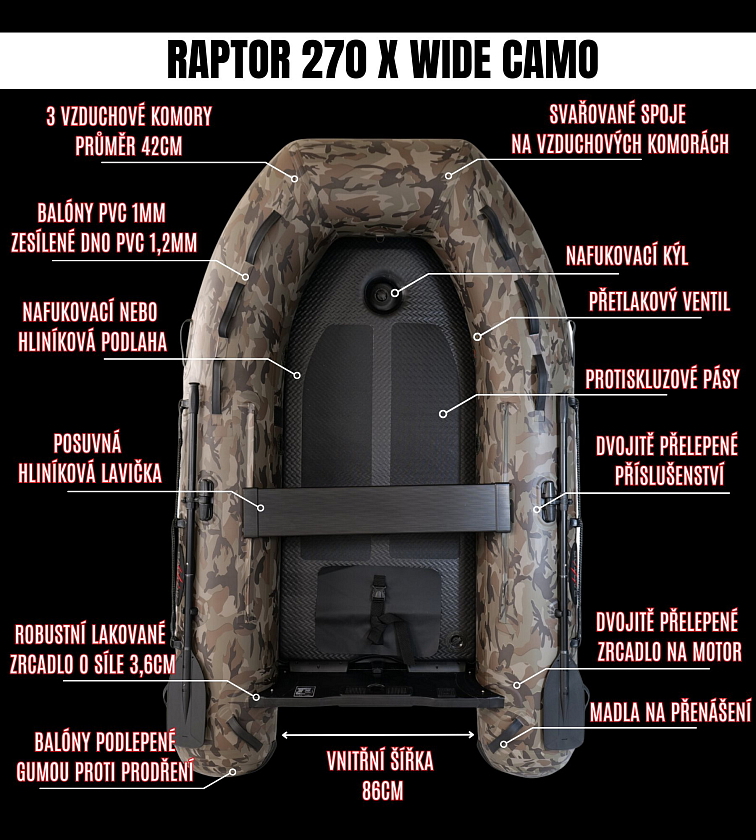 ČLUN RAPTOR 270 X WIDE CAMO