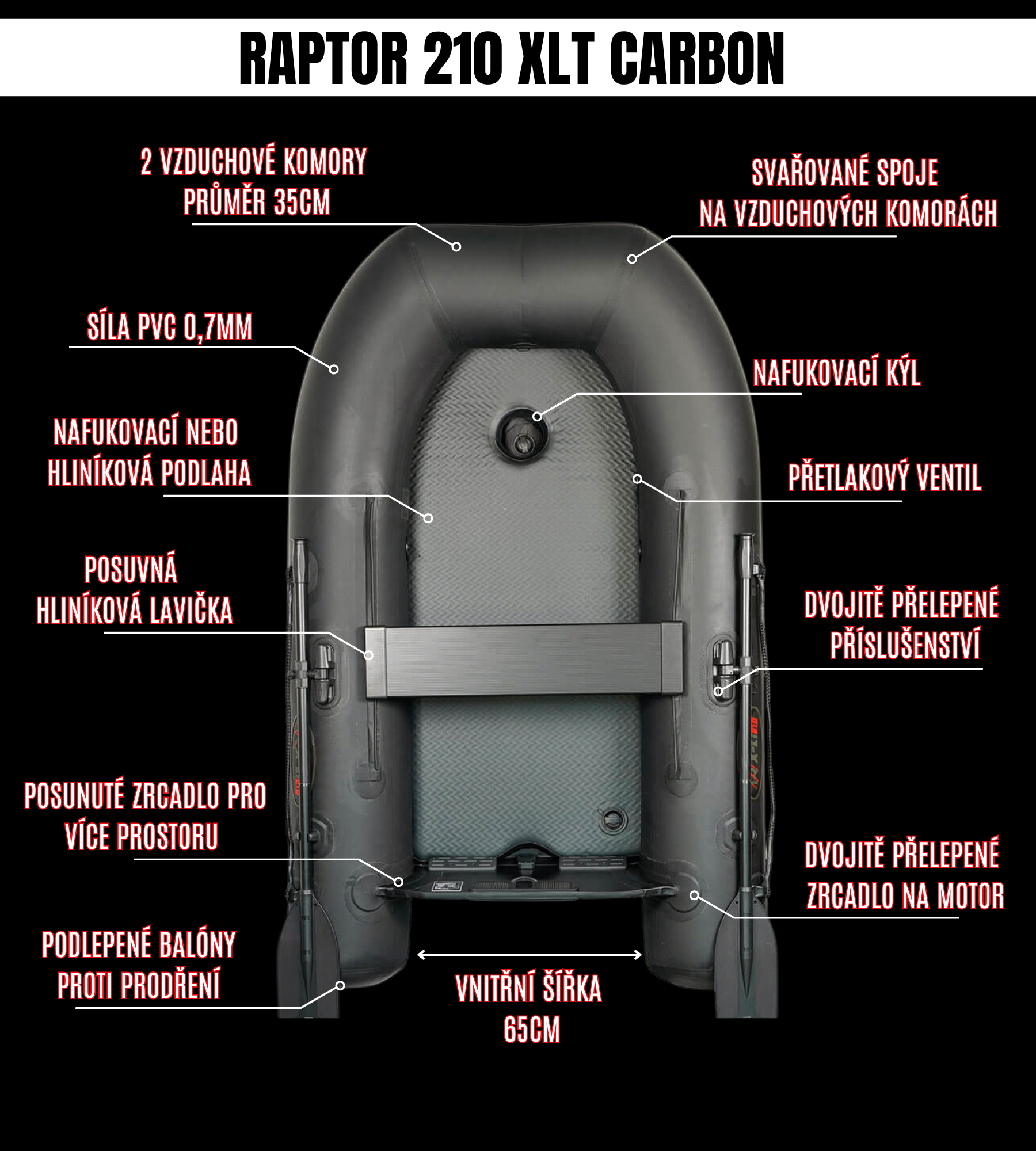ČLUN RAPTOR 210 AIR/ALU CARBON XLT