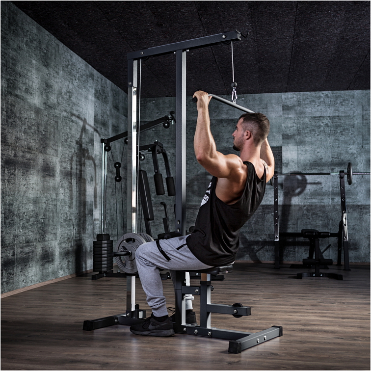 Lat Pull-Down Station in White/Black