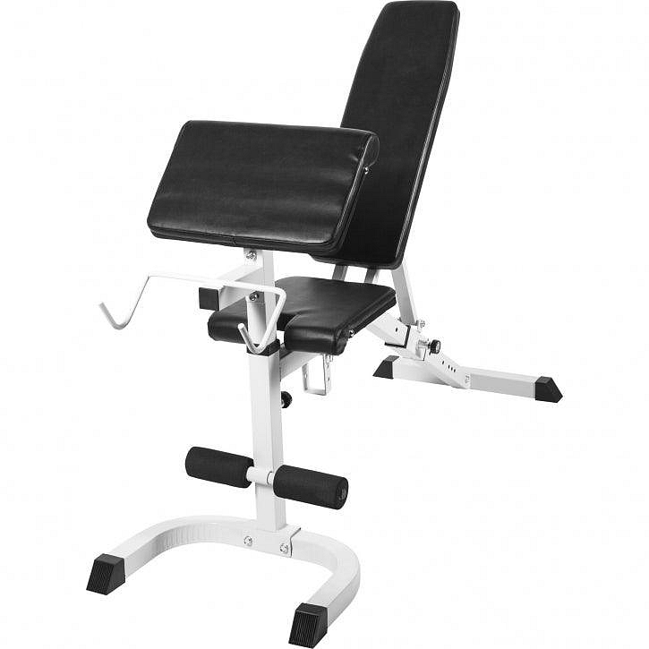 Adjustable Incline Bench with Preacher Curl White