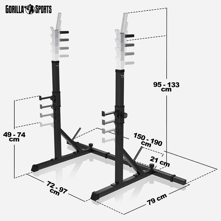 Adjustable Squat Rack Black
