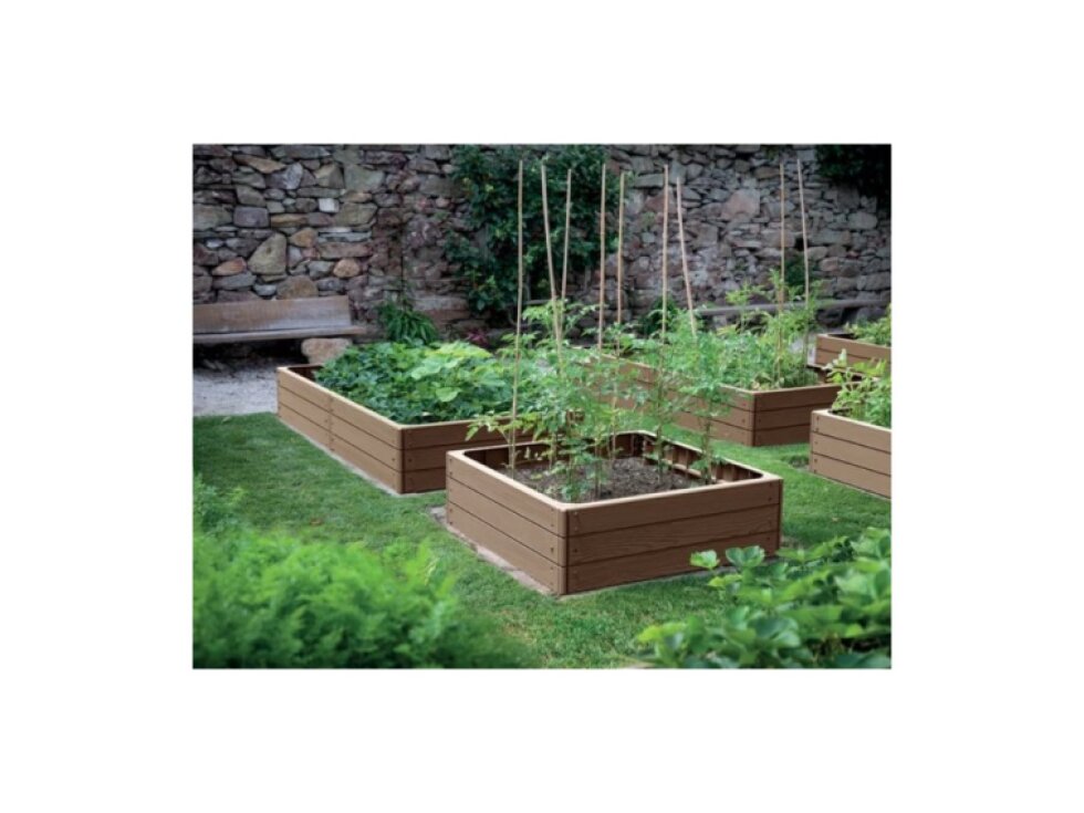 Vyvýšený záhon BASE WOODY, hnědá 75 x 75 x 25 cm