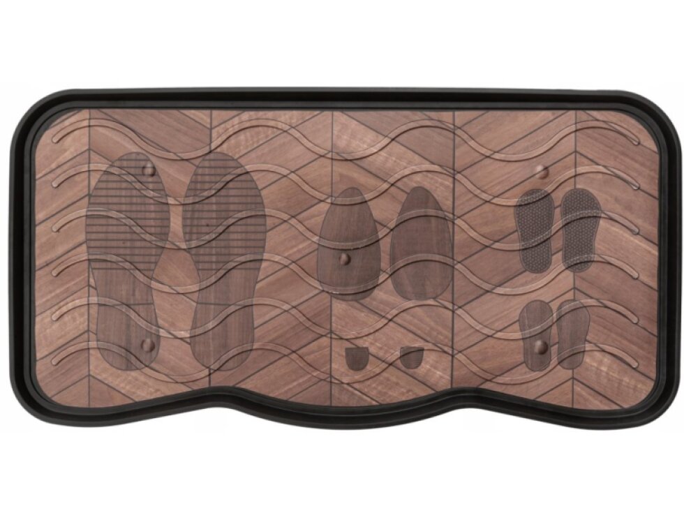 Odkapávač na boty Printed Footprints Wood 38cm x 75cm