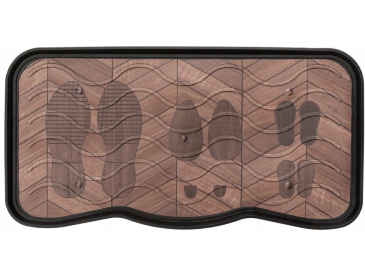 Odkapávač na boty Printed Footprints Wood 38cm x 75cm