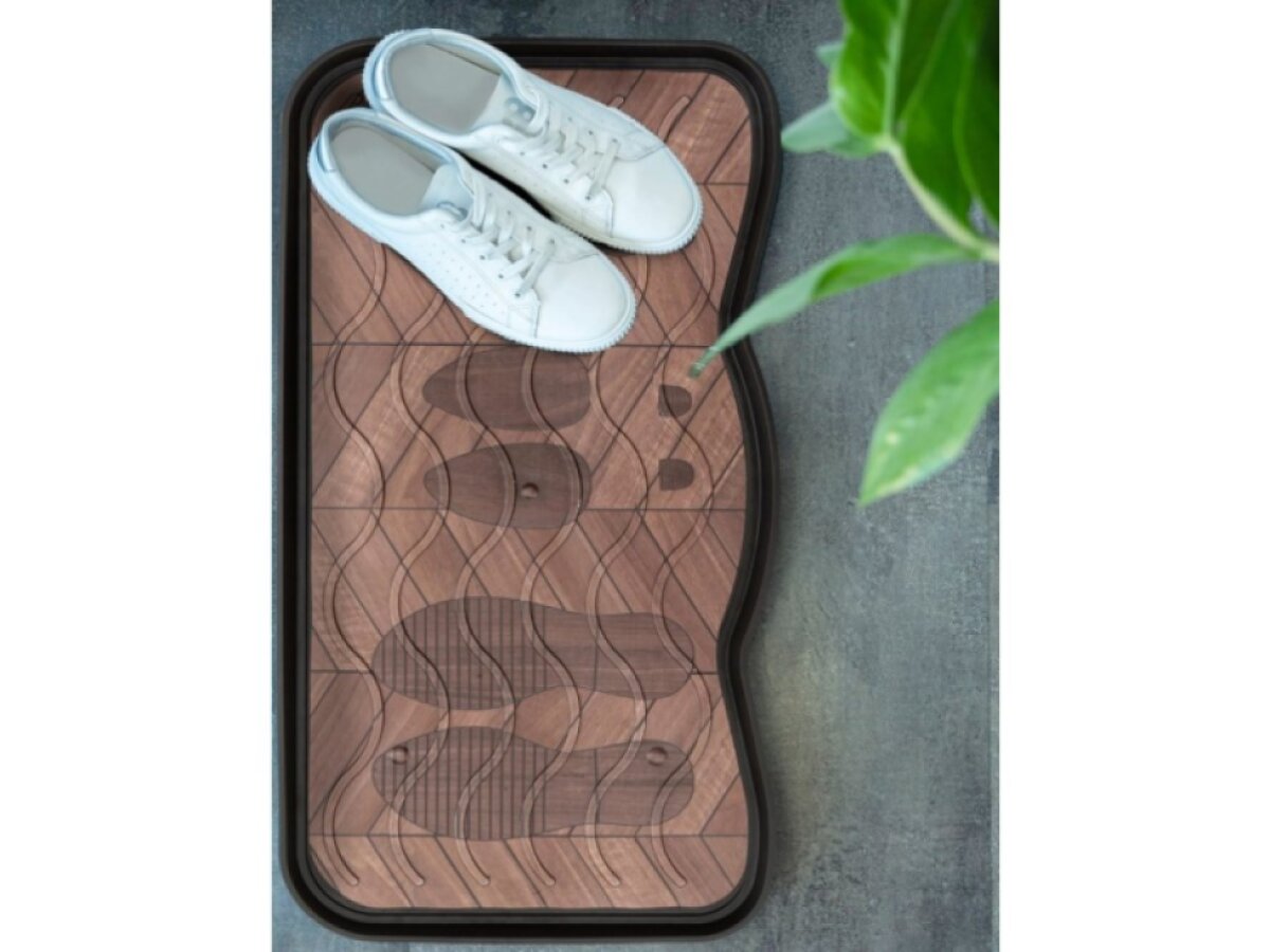 Odkapávač na boty Printed Footprints Wood 38cm x 75cm