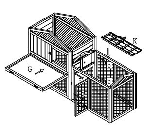 Králíkárna KENNIVA BENJI 1460 x 535 x 860 mm, dřevěná