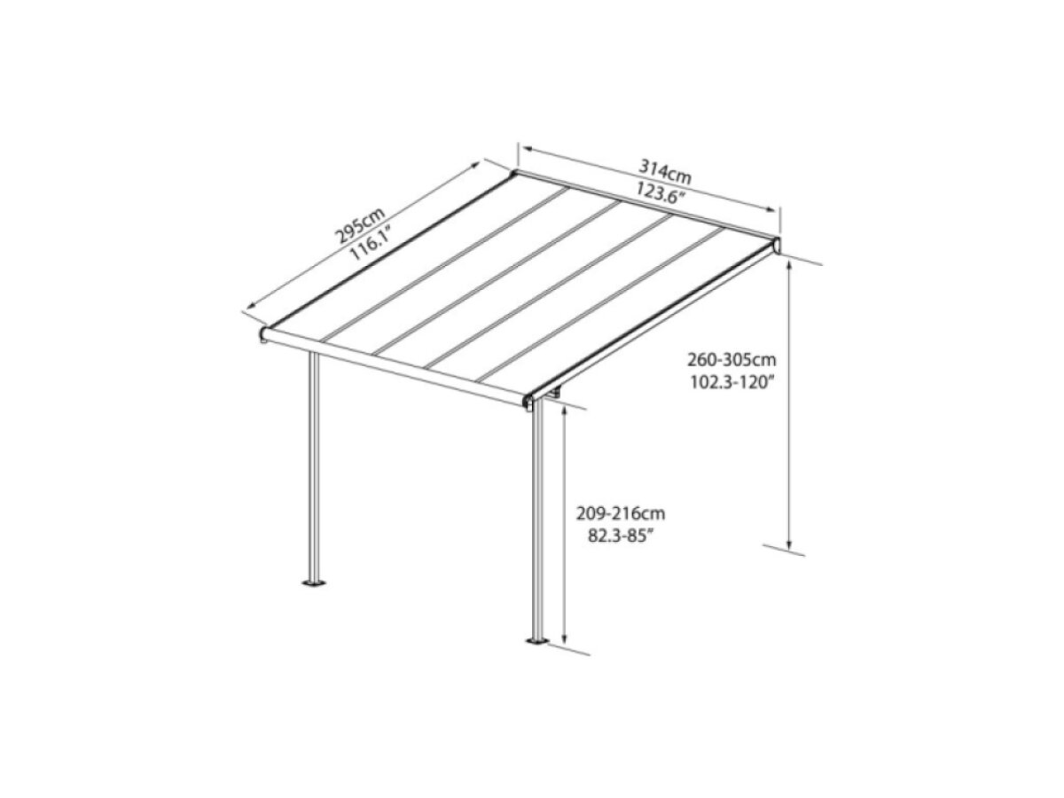 Hliníková pergola PALRAM Sierra 3000 antracit 3 x 3