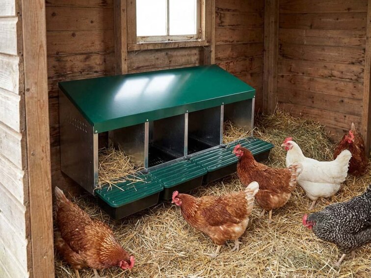 Snáškové hnízdo pro slepice 4místné, se sběrným košem 10103