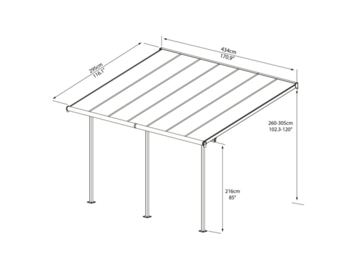 Hliníková pergola PALRAM Sierra 4200 antracit 3 x 4,25