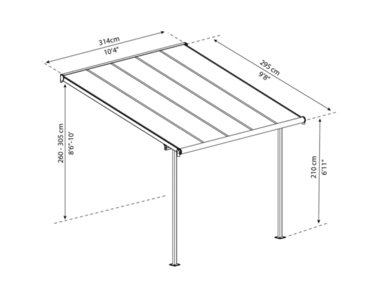Hliníková pergola PALRAM Capri 3000 antracit 3 x 3