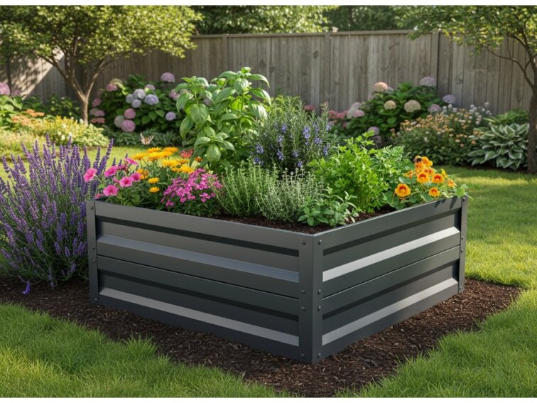 Vyvýšený záhon LEGI 0,65 × 1 m, pozinkovaný ocelový rám, výška 40 cm, antracit
