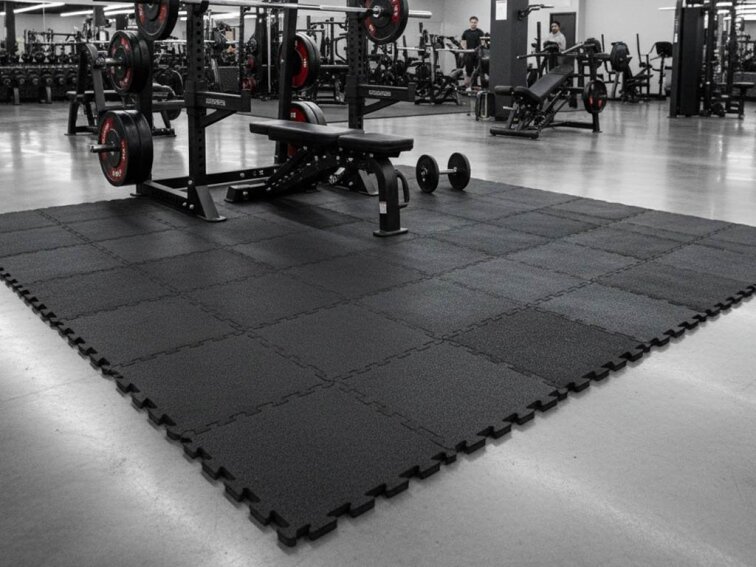 Gumová dlaždice ASLON 485 x 485 mm, puzzle, černá