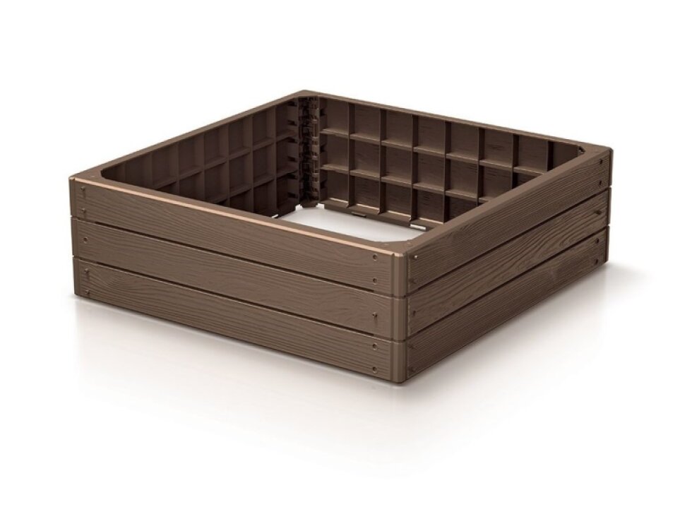 Vyvýšený záhon BASE WOODY, hnědá 75 x 75 x 25 cm