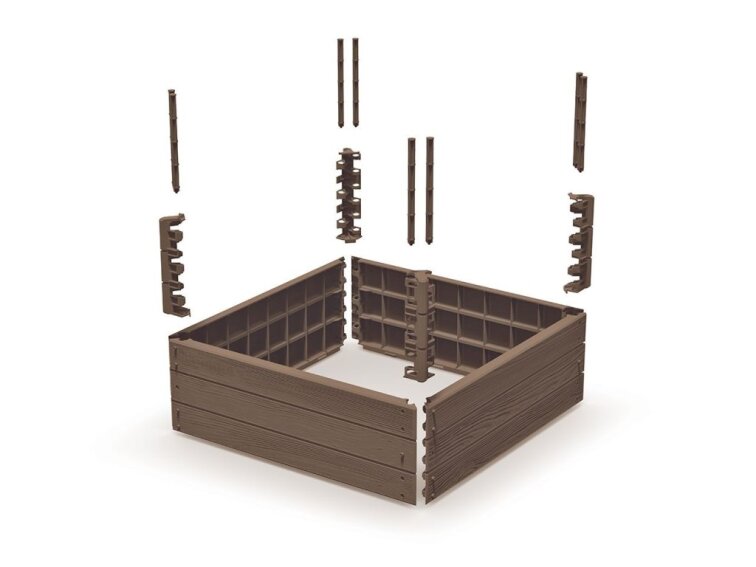 Vyvýšený záhon BASE WOODY, hnědá 75 x 75 x 25 cm