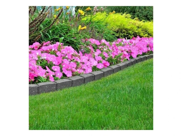 Zahradní obrubník ROMAN STONE šedá 120 cm, gumový (včetně hřebů)