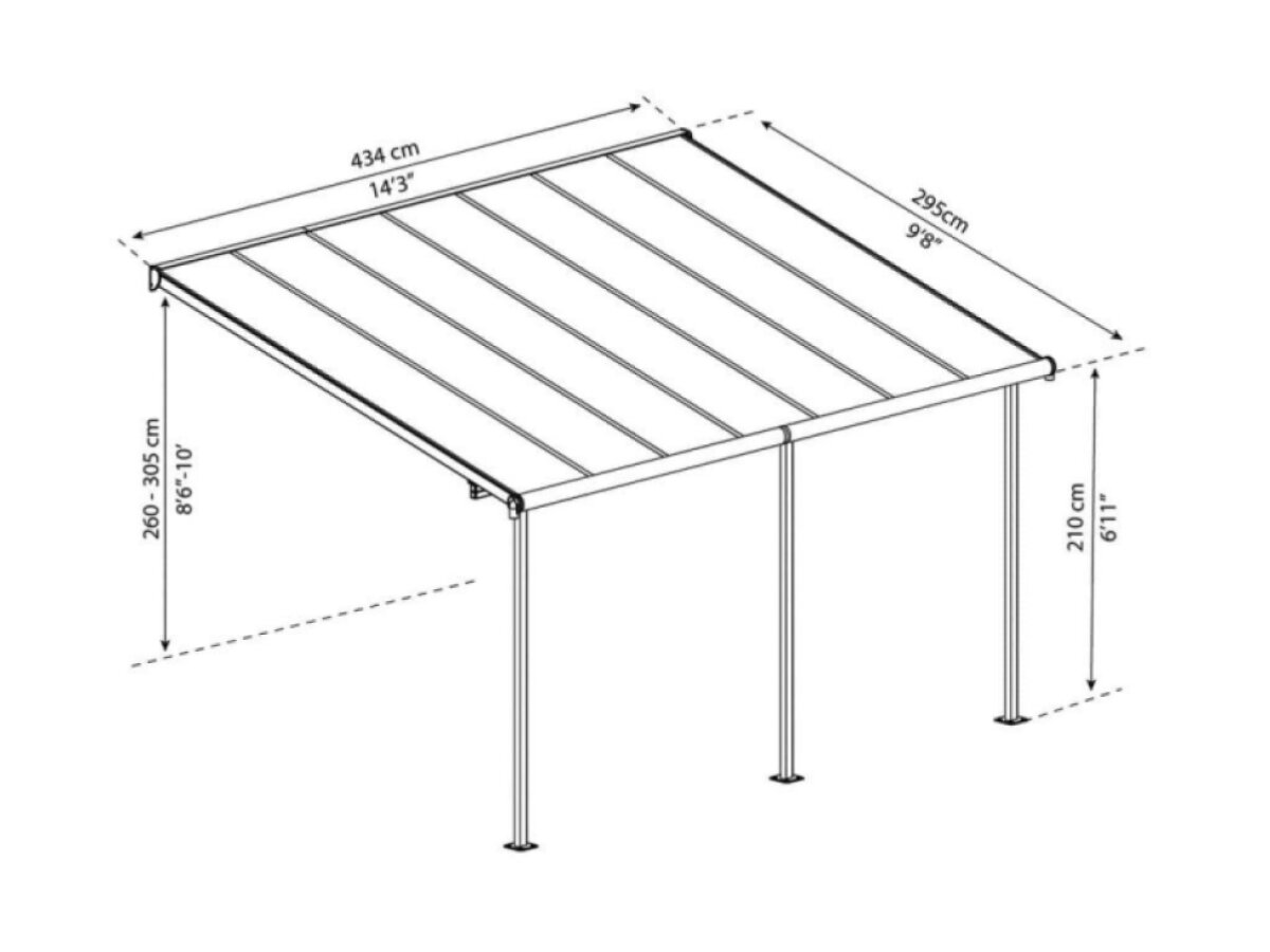 Hliníková pergola PALRAM Capri 4200 antracit 3 x 4,25