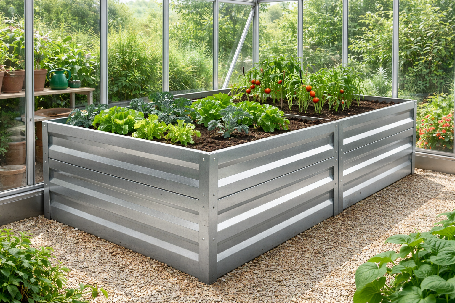 Vyvýšený záhon LEGI 1 × 2 m, pozinkovaný ocelový rám, výška 40 cm