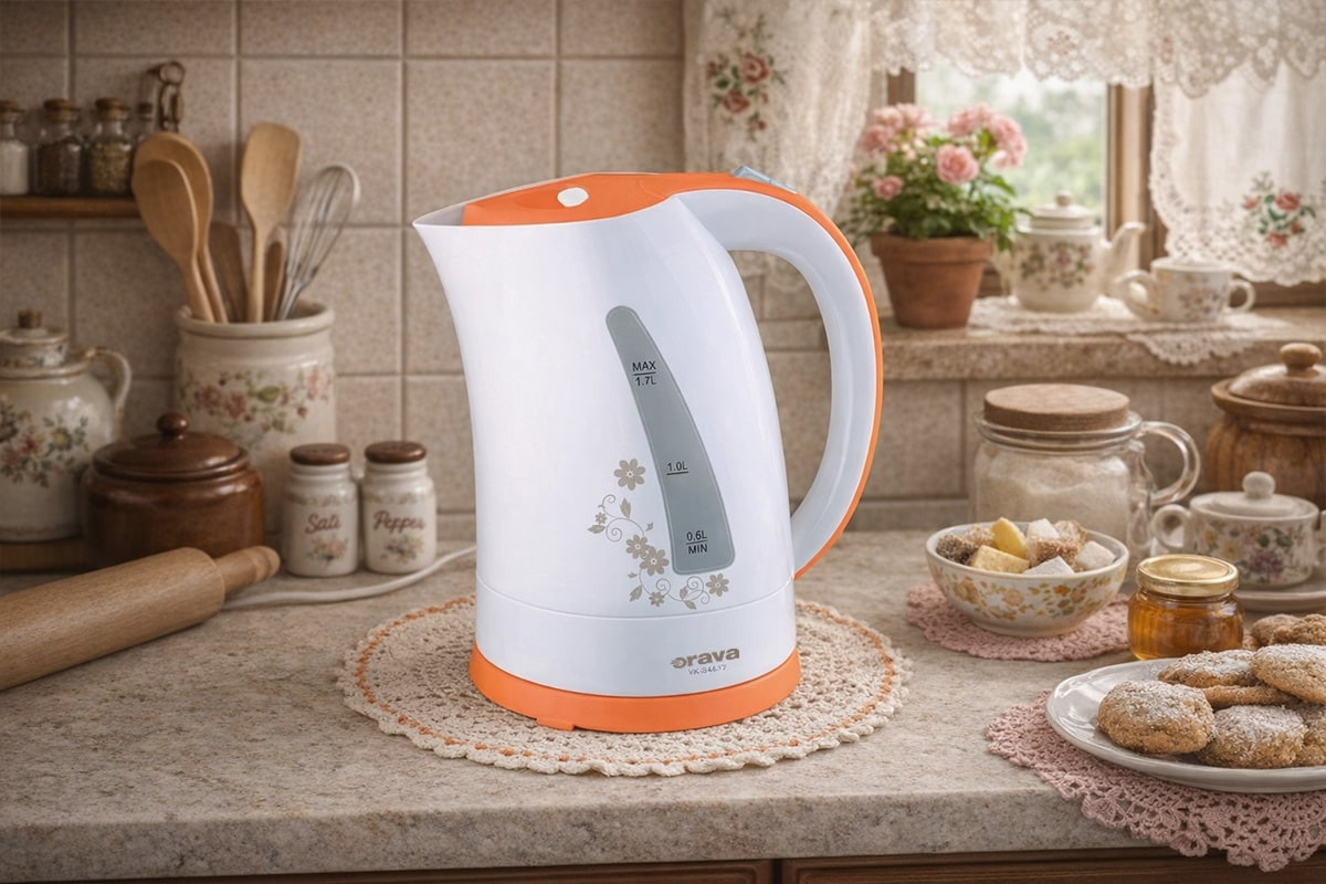 rava VK-3417 P rýchlovarná kanvica s kvetinovým dizajnom