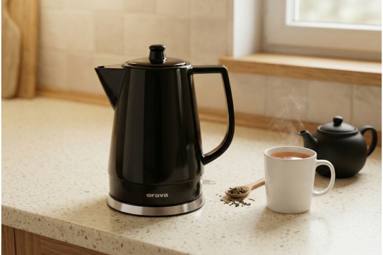 Orava VK-3813 B - Keramická kanvica 1,5 l čierna