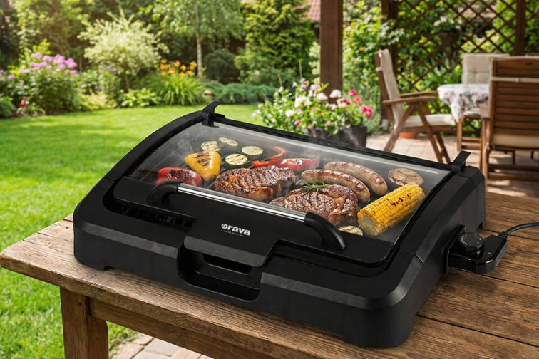 Elektrický gril so skleneným vekom