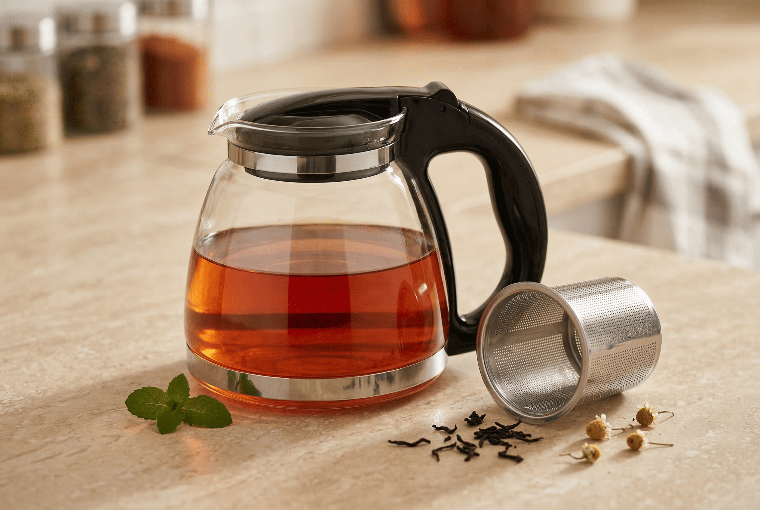 Orava VK-150 - Sklenená kanvica na čaj, 1,5 l