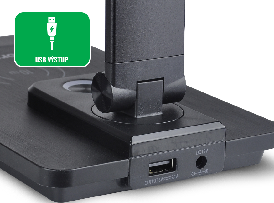 Bezdrôtová nabíjačka s LED lampou a USB