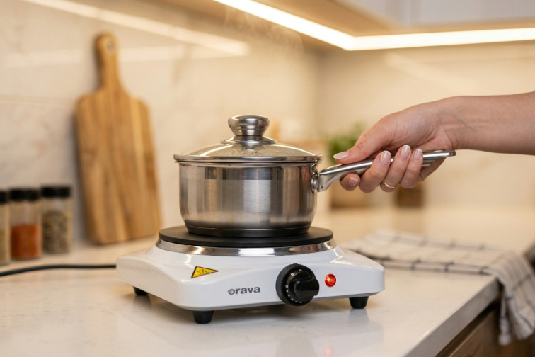 Orava VP-81 W - Elektrická jednoplatnička s priemerom 185 mm, biela