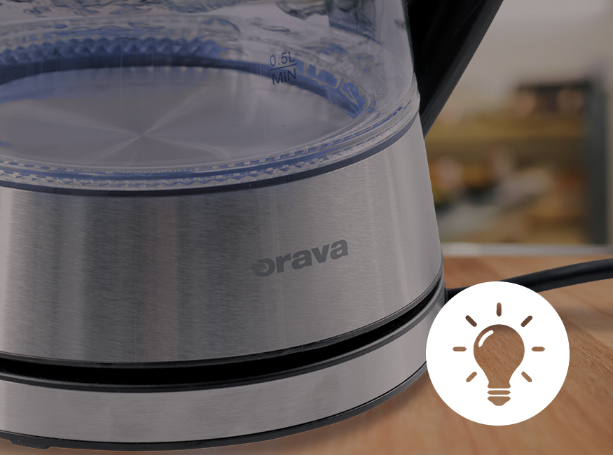 Orava VK-4017 W - Sklenená varná kanvica s LED podsvietením, biela