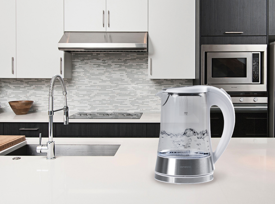 Orava VK-4017 W - Sklenená varná kanvica s LED podsvietením, biela