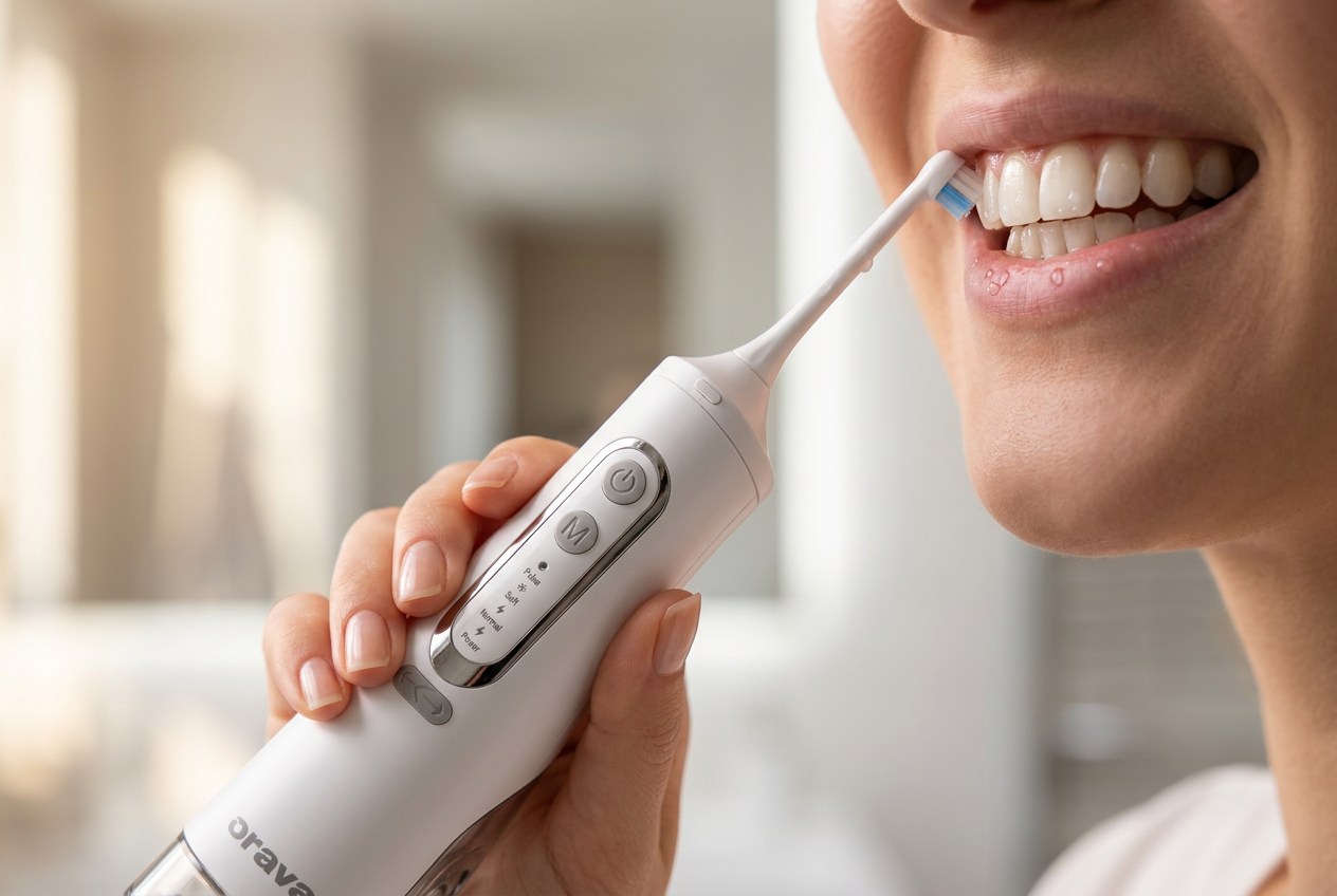 Orava Stomafresh-05 - Vykonná ústna a zubná sprcha s nástavcom zubnej kefky na efektívne mechanické čistenie zubov