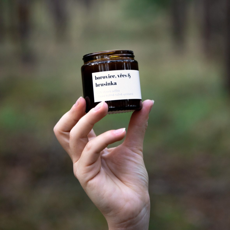 Sójová svíčka Borovice, vřes & brusinka