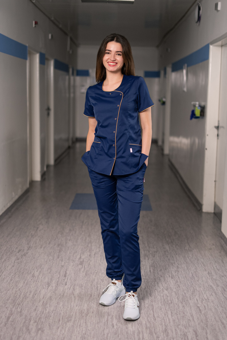 Zdravotnícka blúzka ELIZABETH Navy modrá/Zlatá