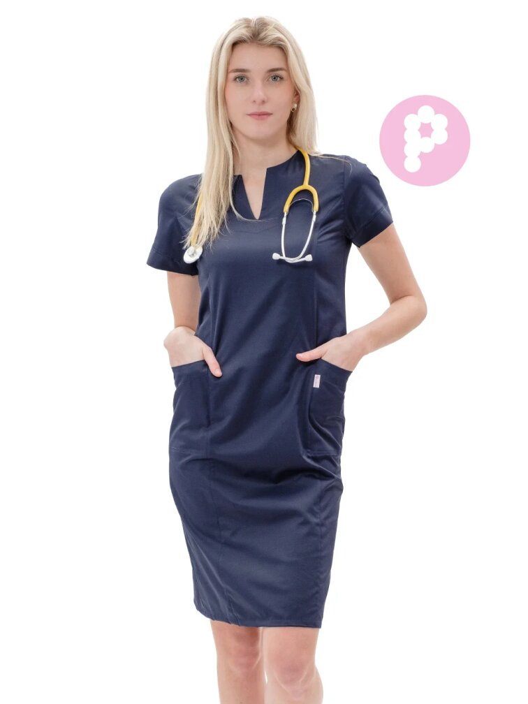 Zdravotnícke šaty Mia 100%BA Navy modrá 165g