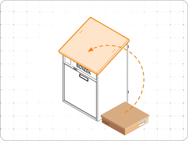 Ilustrace menší zásilky vhodné pro vhoz do balíkového boxu BOXEEK přes horní propadlo s rozměry do 400 × 250 × 120 mm