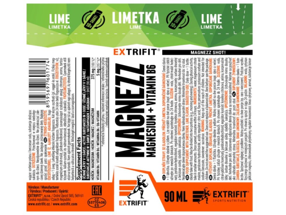 Extrifit Magnezz Shot! Lime 90 ml - Rýchla podpora