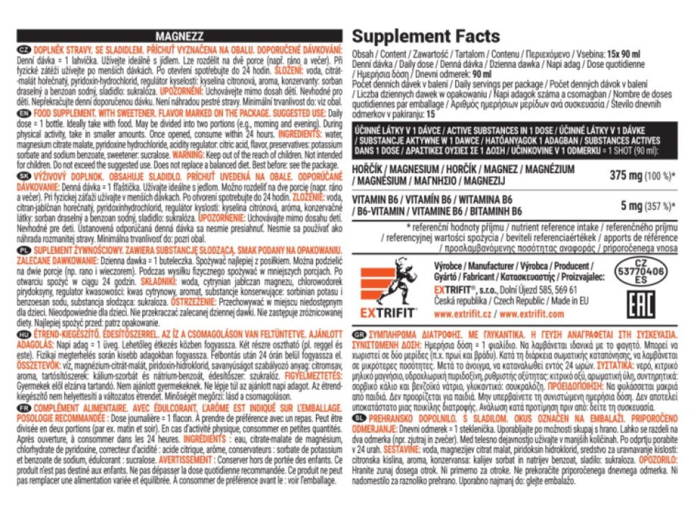 Extrifit Magnezz Shot! Lime 90 ml - Rýchla podpora