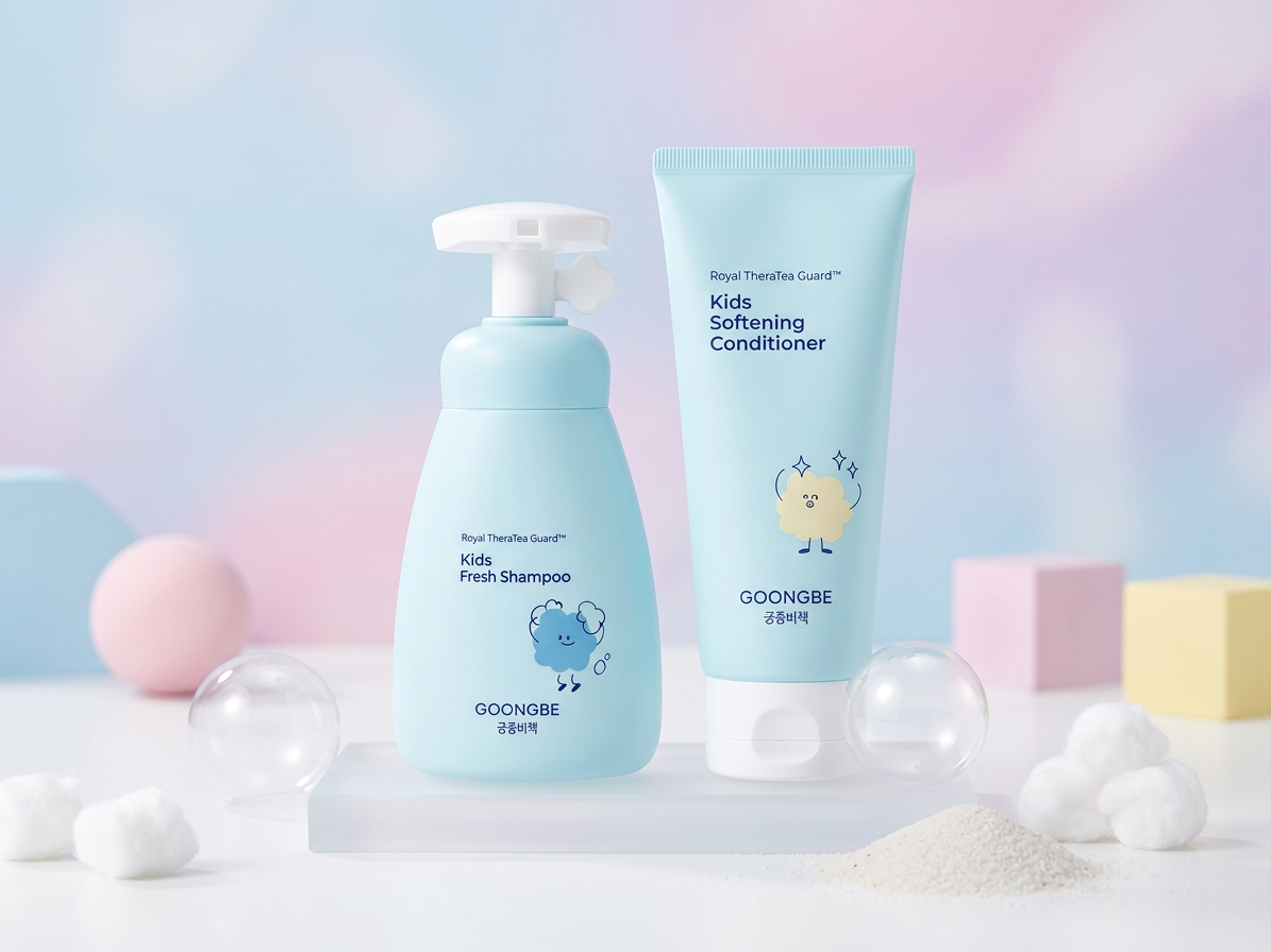 GOONGBE Kids Sada pro dětské vlasy – Osvěžující šampon 300 ml + Zjemňující kondicionér 200 ml