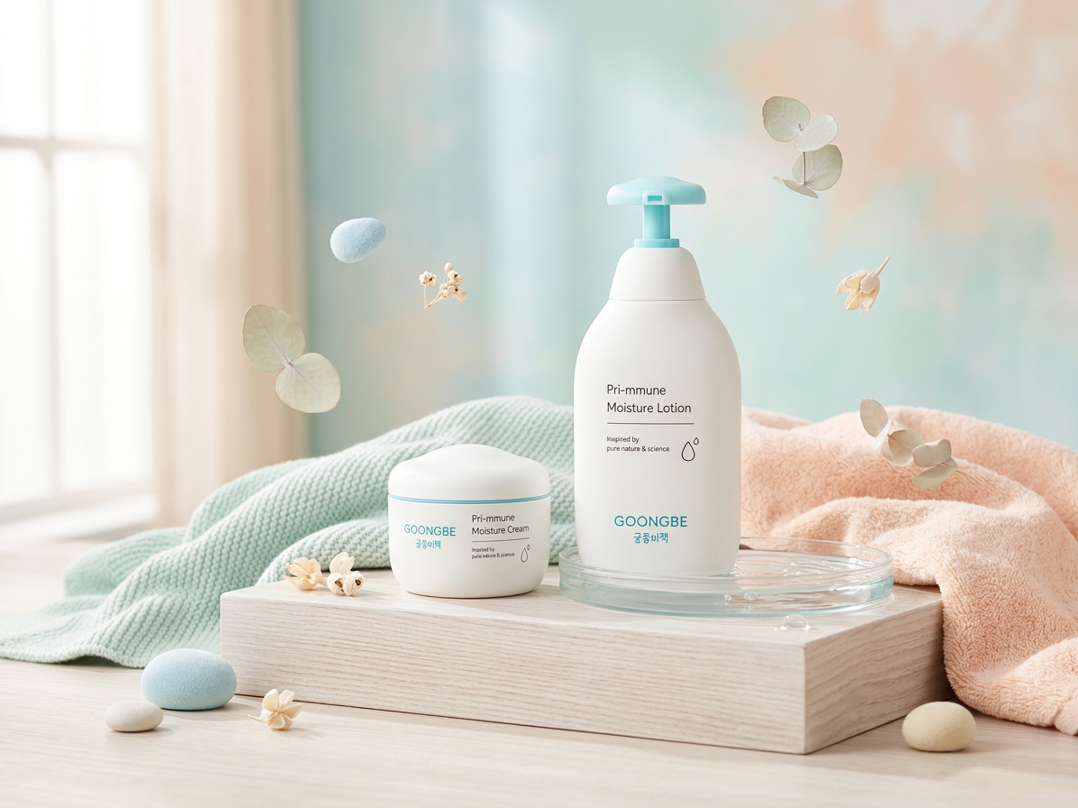GOONGBE Pri-mmune Hydratační sada pro miminka – Tělové mléko 350 ml + Hydratační krém 180 ml