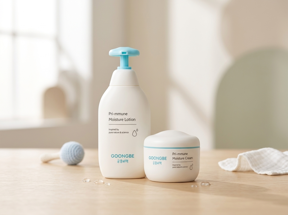 GOONGBE Pri-mmune Hydratační sada pro miminka – Tělové mléko 350 ml + Hydratační krém 180 ml