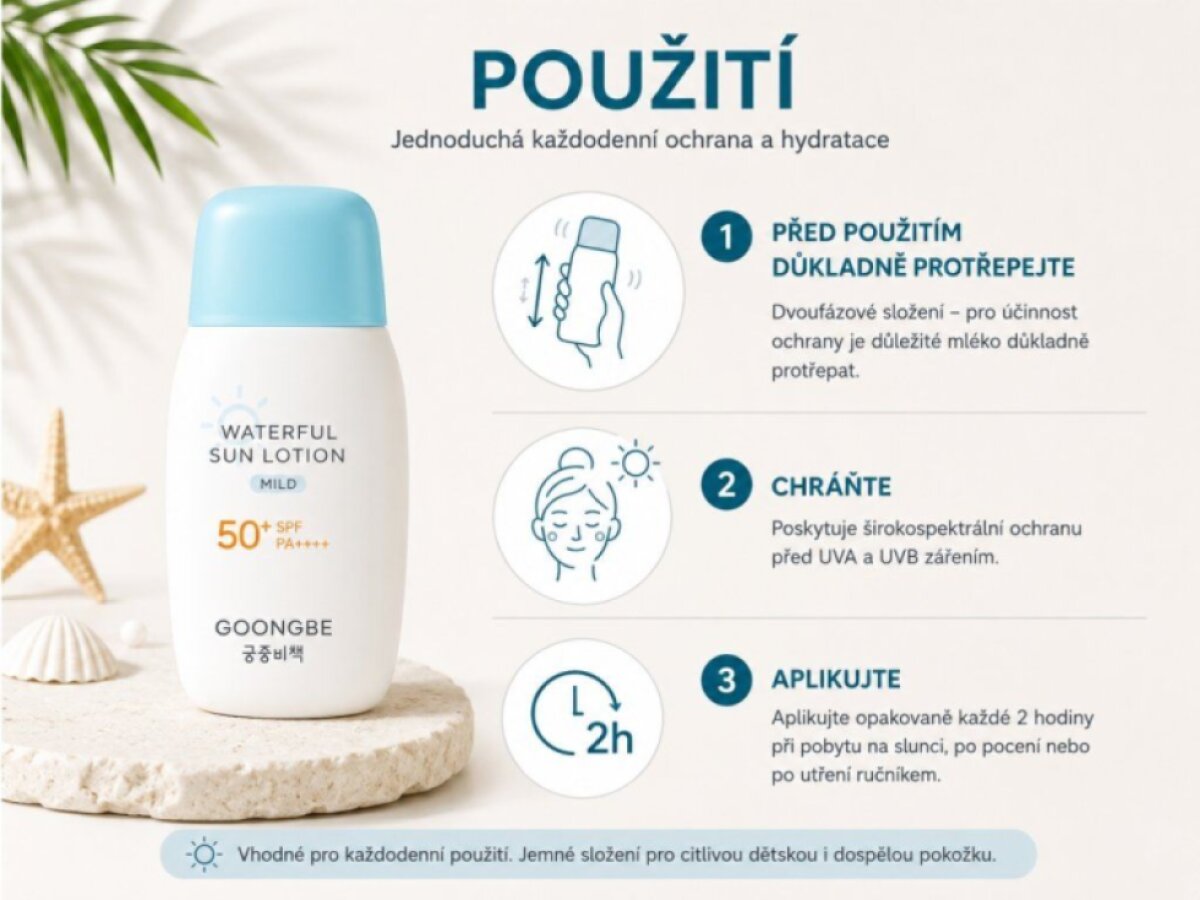 GOONGBE Hydratační sluneční mléko SPF 50+ PA++++ (Waterful Sun Lotion Mild) 80 g