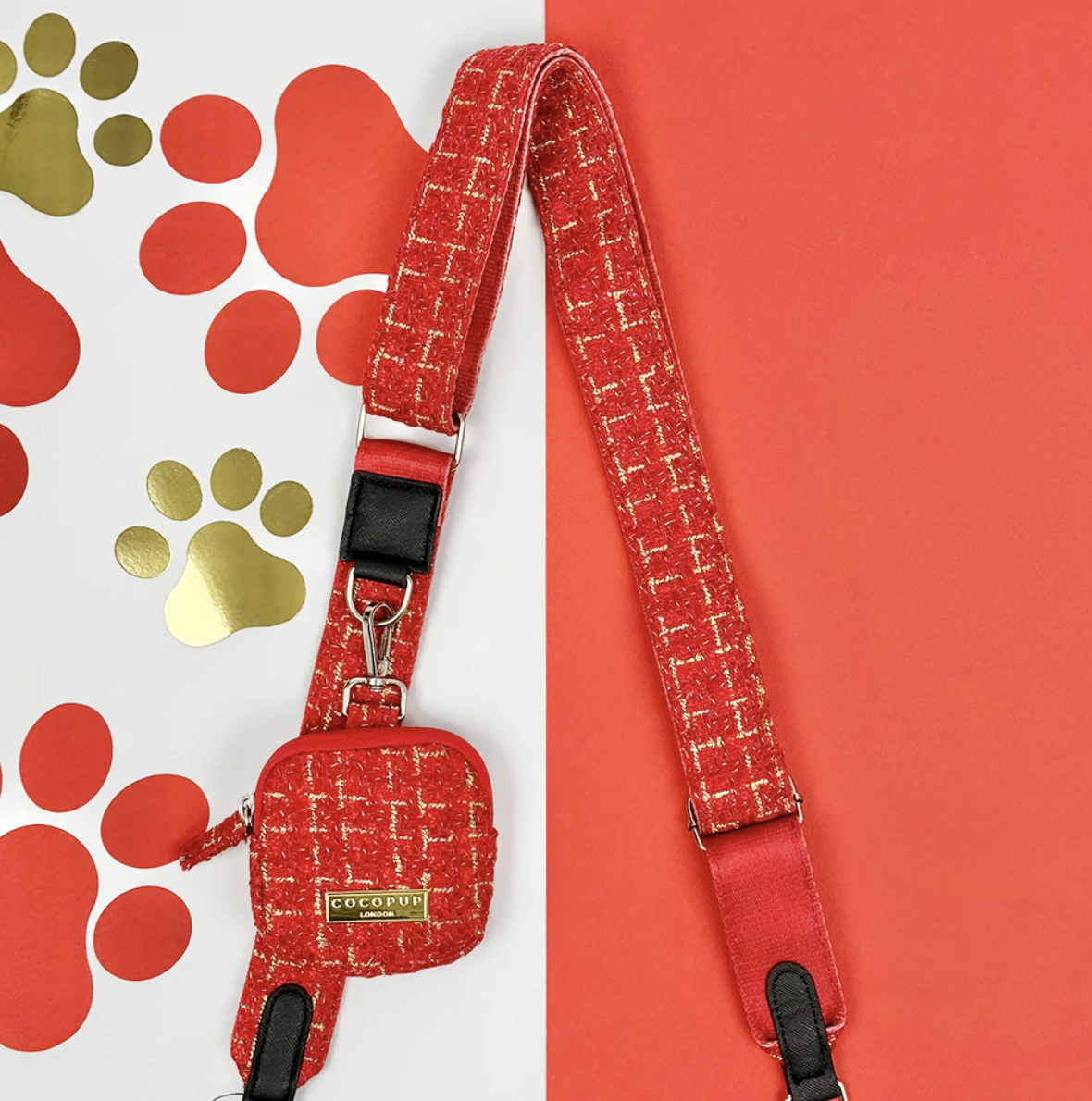 !!!Popruh na pamlskovník CocoPup – Tweed Red