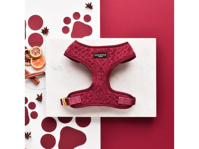 Nastavitelný postroj pro psy Cocopup s pleteným vzorem - Mulled Wine