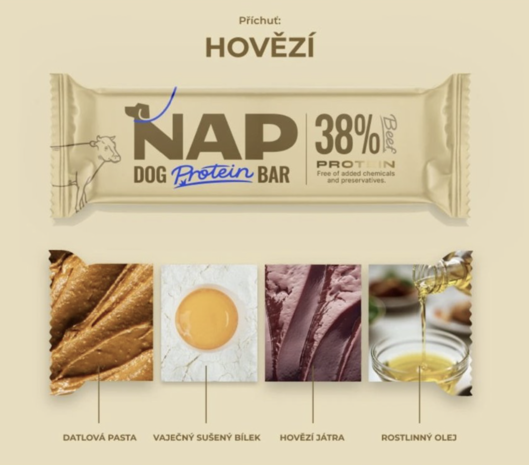 NAP psí proteinová tyčinka - hovězí 50 g