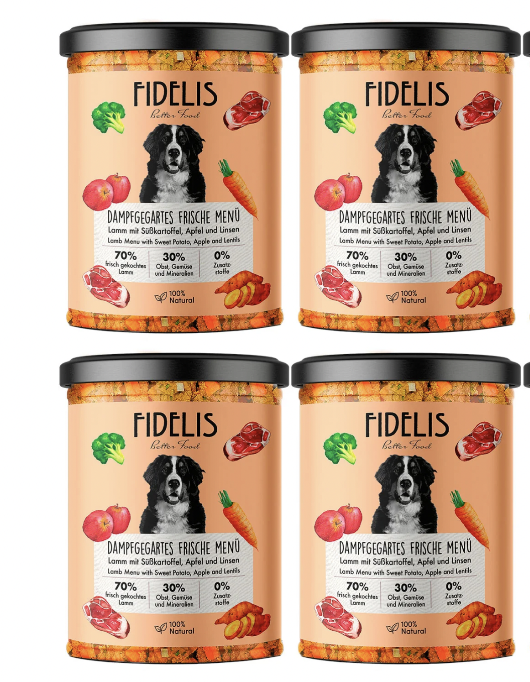 !!!Fidelis menu - jehněčí se sladkými bramborami, kadeřávkem a jablky ve skle 400 g