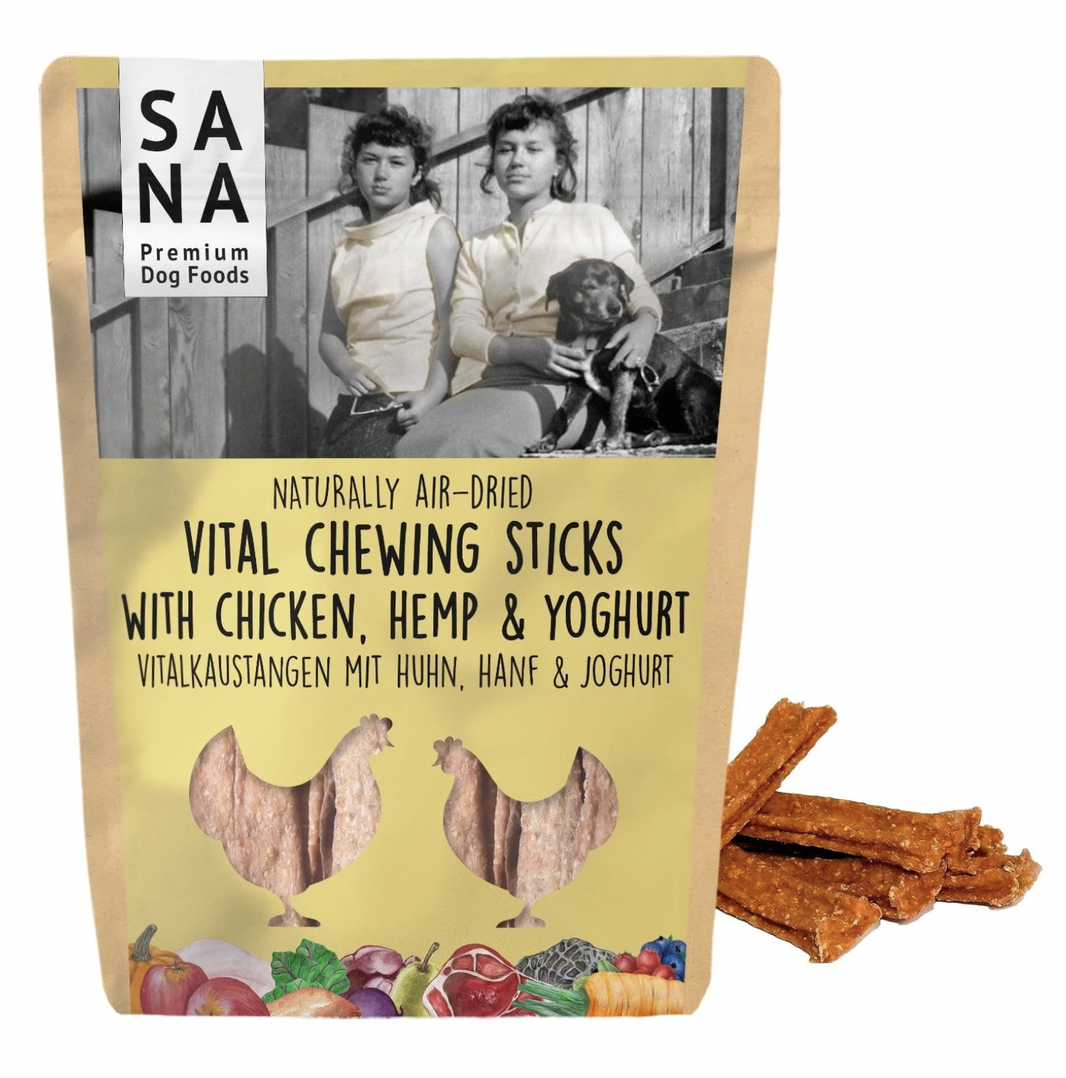 !!!Sanadog Žvýkací tyčinky Vital s kuřecím masem, konopím a jogurtem 150 g