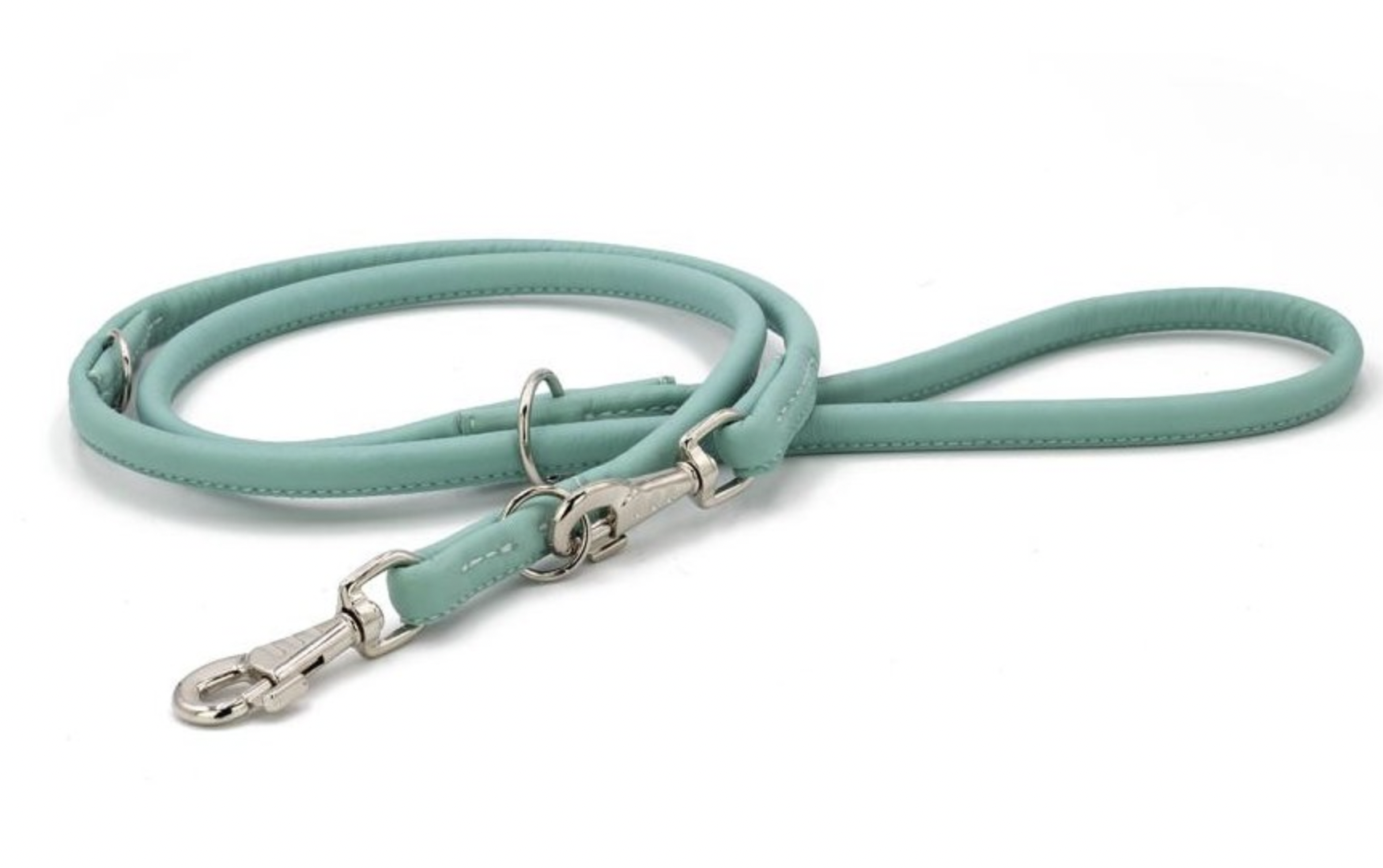 Kožené vodítko kulaté mint/stříbrné kování