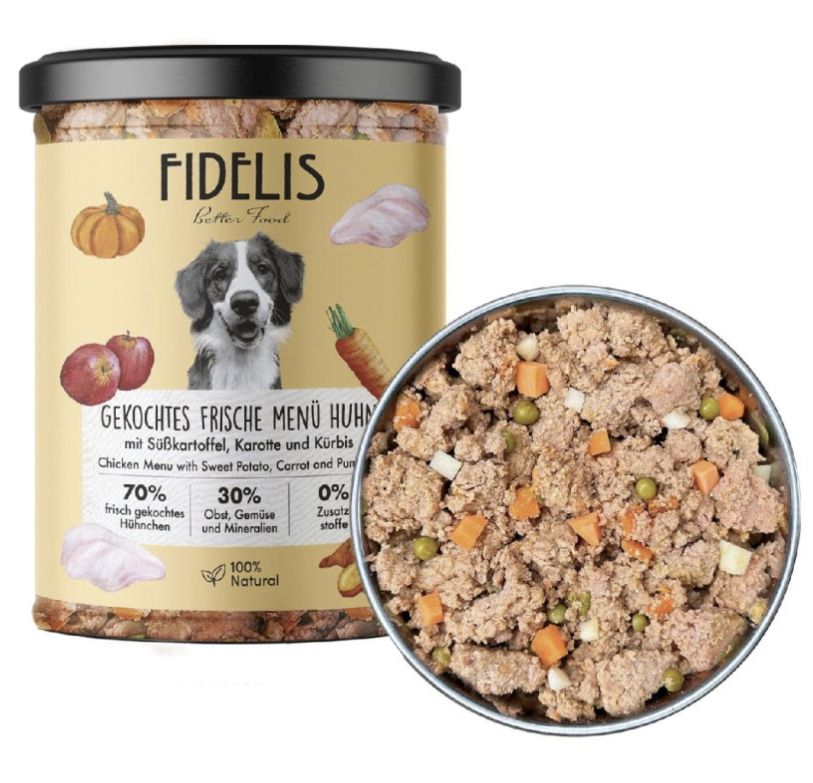 !!!Fidelis menu - kuřecí maso se sladkými bramborami, mrkví a jablky ve skle 400 g