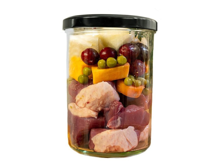 Fidelis menu - koza s tapiokou, mrkví a broskví ve skle 400 g