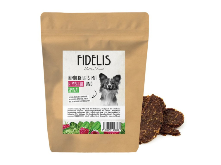 Fidelis Hovězí plátky s malinami a špenátem 100 g