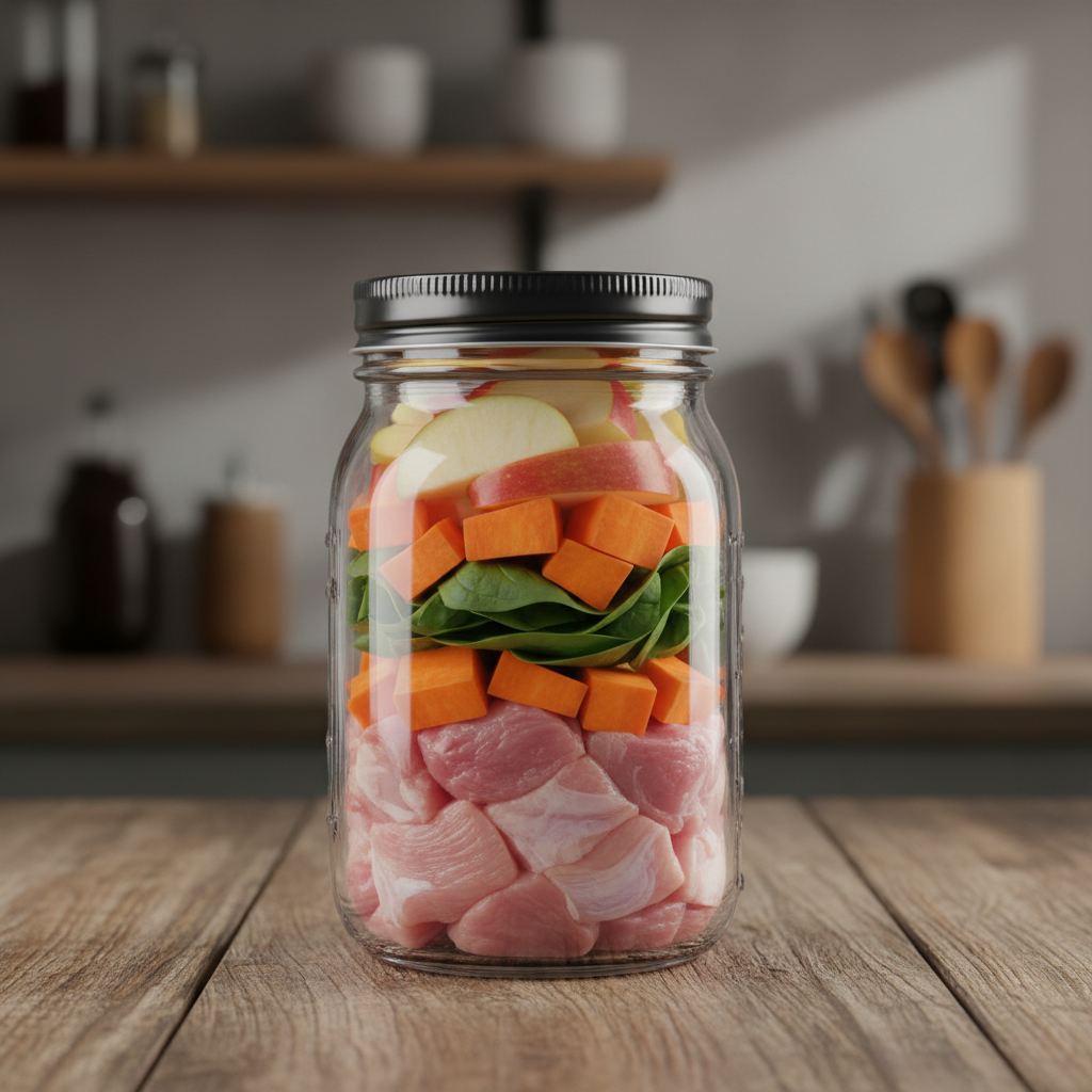 !!!Fidelis menu - krůtí maso se sladkými bramborami, špenátem a jablky ve skle 400 g